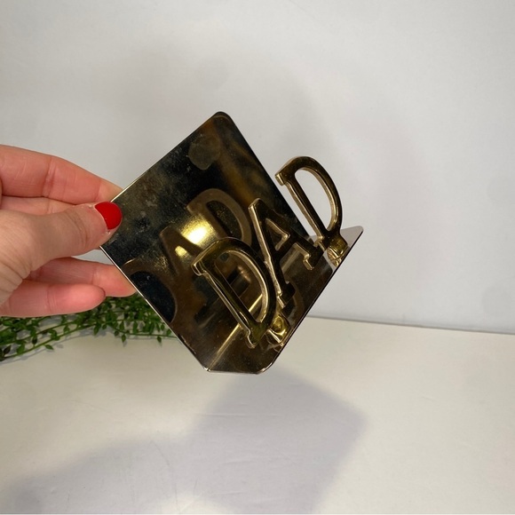 Two Tone Silver & Gold Brass DAD Card Photo Letter Holder Display Velvet Base - Picture 3 of 7